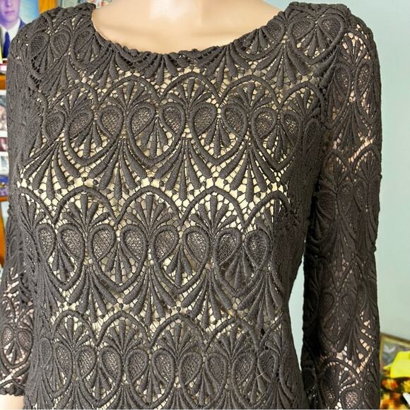 Talbots Petites Crocheted Peek A Boo Dress 8P Sexy Cottagecore Boho Dark Fairy - Picture 2 of 4